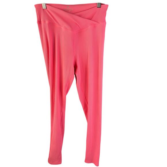 Eleven Venus Williams glamour girl leggings bubblegum ribbed crossover Large NWT - Picture 1 of 4